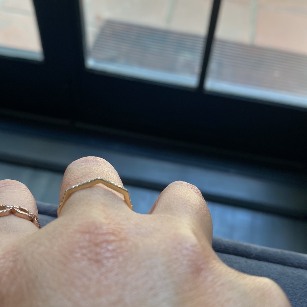 REAL DIAMONDS solid YELLOW GOLD ring  6 6.5 6 1/2 band pavè diamond stones kt - Picture 3 of 13